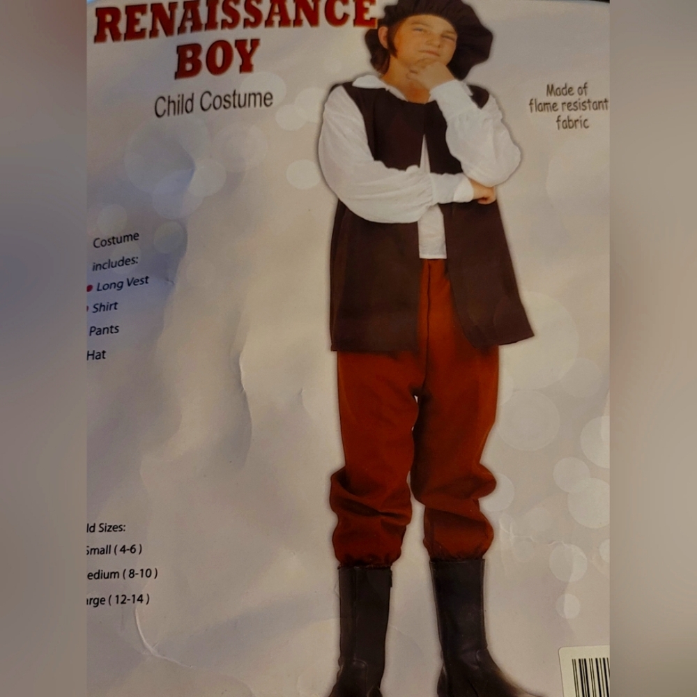 NWT RENAISSANCE BOY COSTUME NEWSPAPER BOY CHRISTMAS THANKSGIVING CHILD